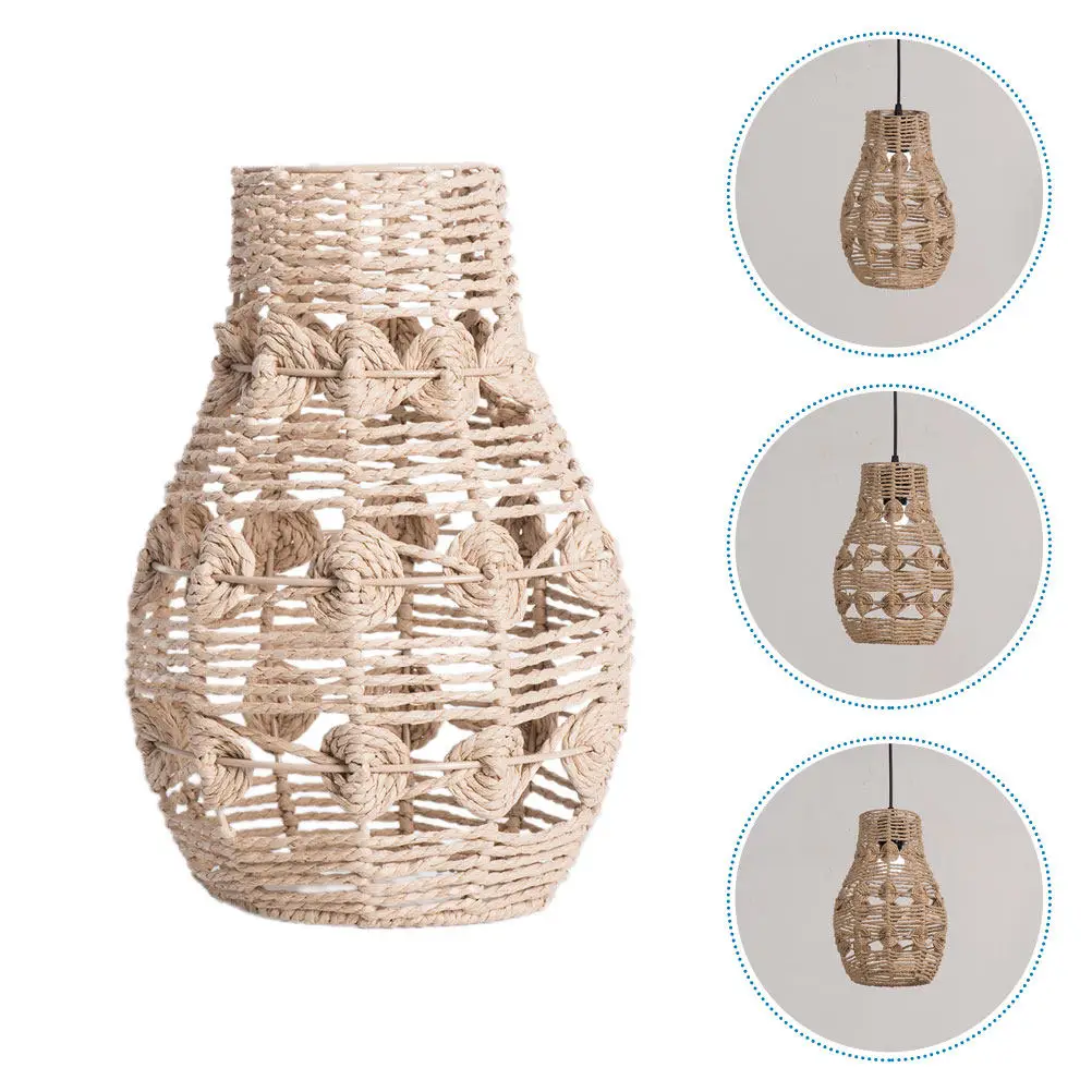 

Woven Lampshade Pendant Lamp Shade Replacement Rustic Farmhouse Hanging Light Cover for Bedroom Living Room Restaurant Hotel