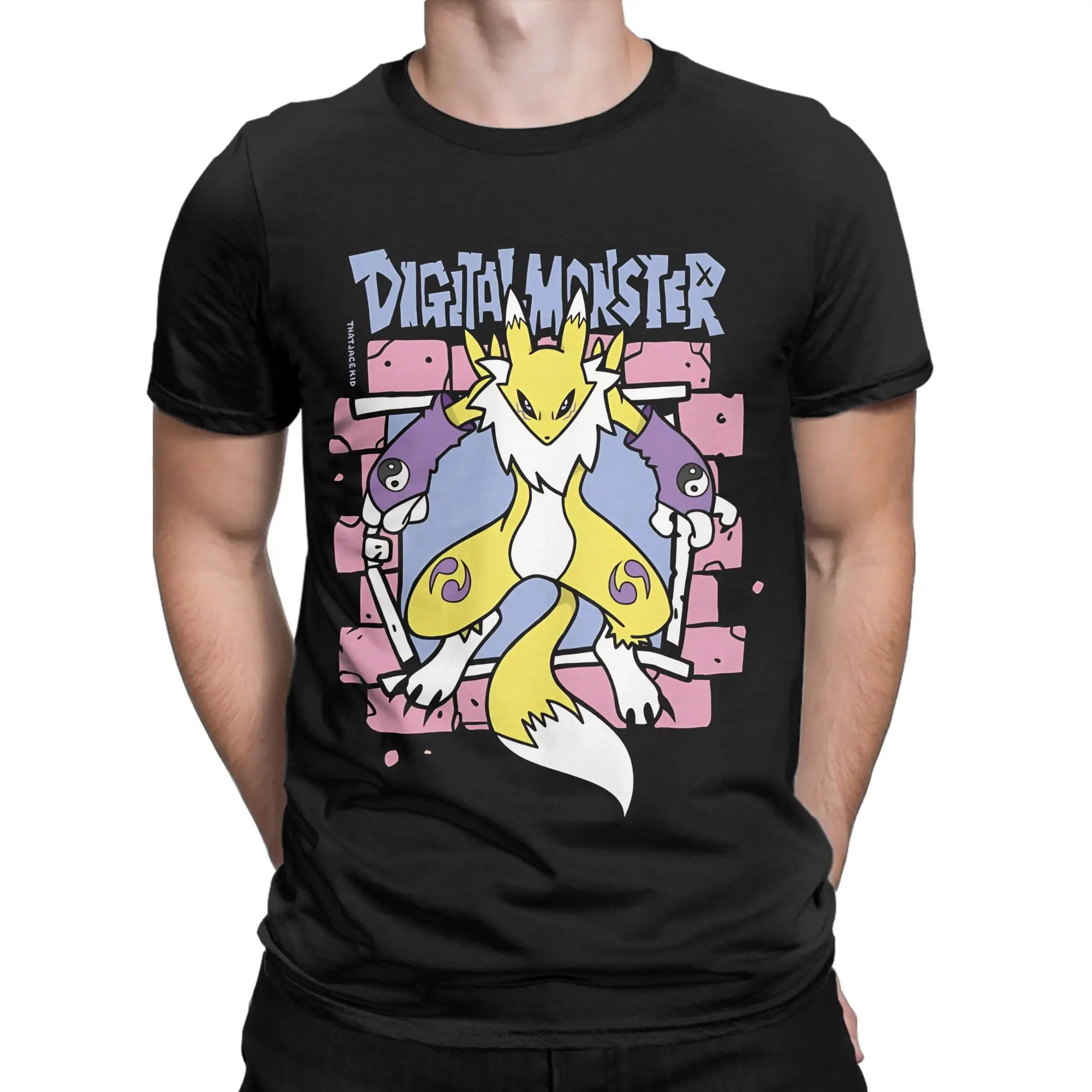 Foxy Lady UwU Novelty Graphic 100% Cotton T-Shirt D-Digimon Tops Tees For Men