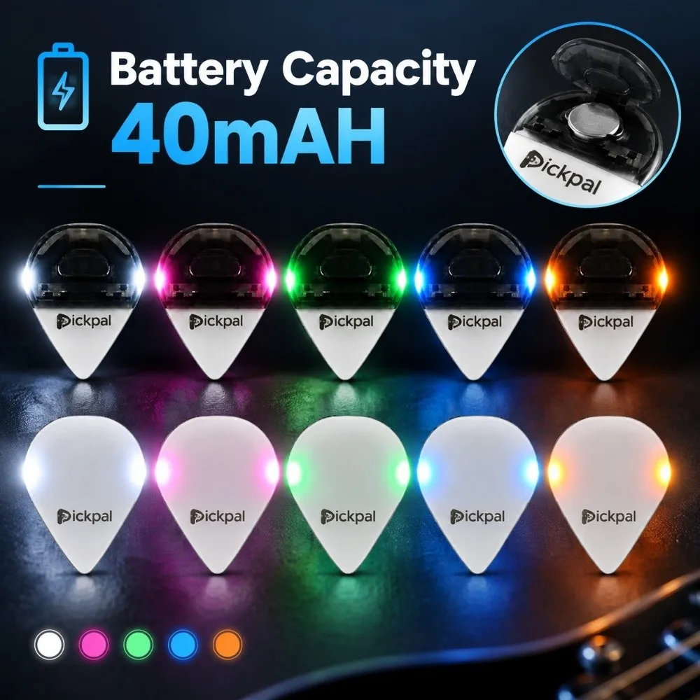 ABS LED Luminous Guitar Pick with High-Sensitivity Light Non-Slip LED Light Guitar Luminous Picks for Bass Electric Guitarists