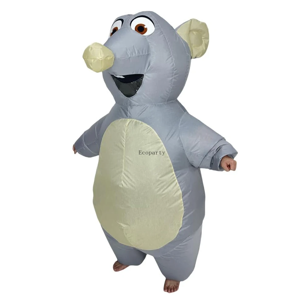 Disfraz Inflable de Ratón Gris para Adultos, Divertido Disfraz de Animal, Traje de Fantasía para Fiesta de Halloween, Mono de Cosplay para Hombres y Mujeres