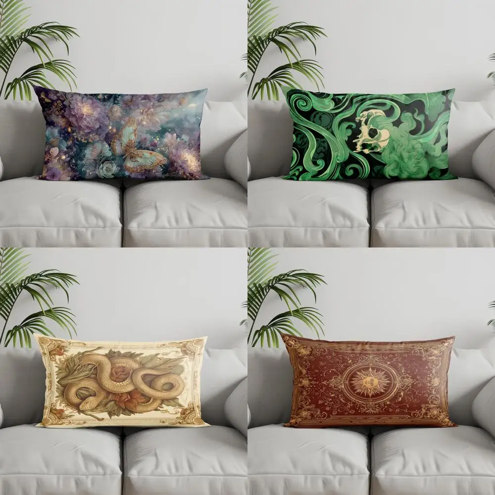 

Home Decor Floral & Butterfly Decorative Pillow Suitable For Sofa Bedroom Car Pillow Cover Cushion Rectangular Back Cushion
