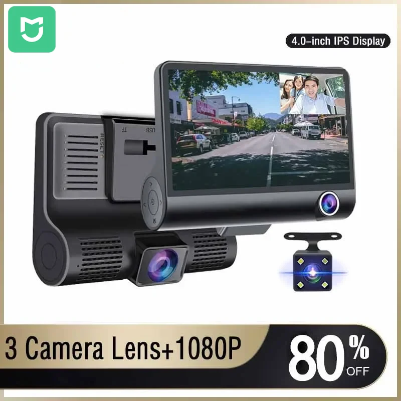 

MIJIA Car DVR 3 Cameras 4.0 Inches Dash Cam Car Video Recorder Auto Registrator Dvrs Dash Cam with 3 Ways Cameras