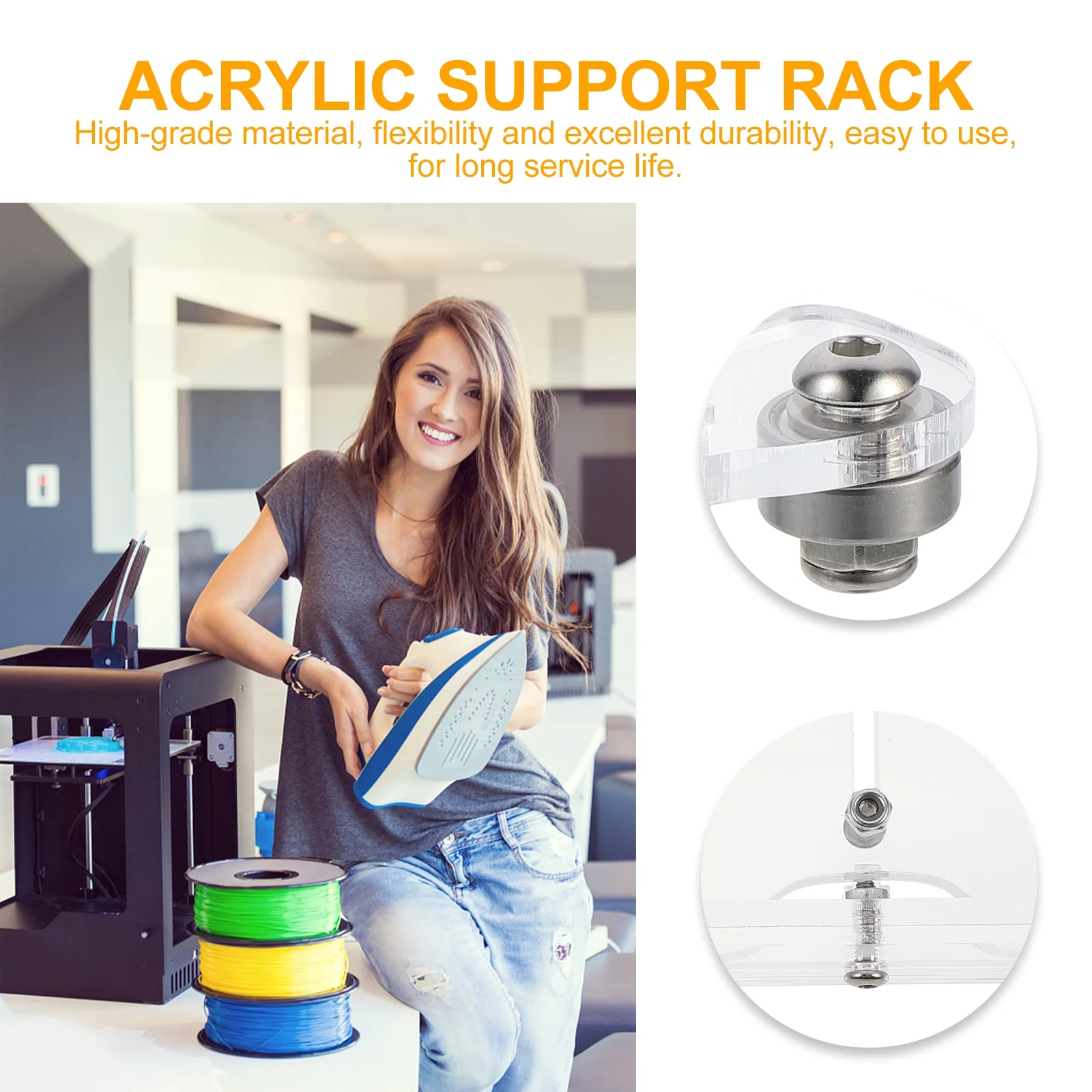 

1Pcs Reliable 3D Printer Filament Spool Holder Adjustable Acrylic Racks Smooth Simple to Use Long Service Life