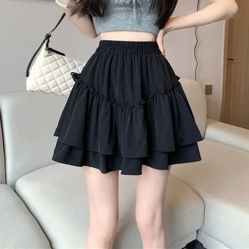 Ball Gown Skirts Women Princess Mini Tender Sweet Ruffles All-match Korean Style Girlish Teens Loose High Waist Aesthetic Jupe