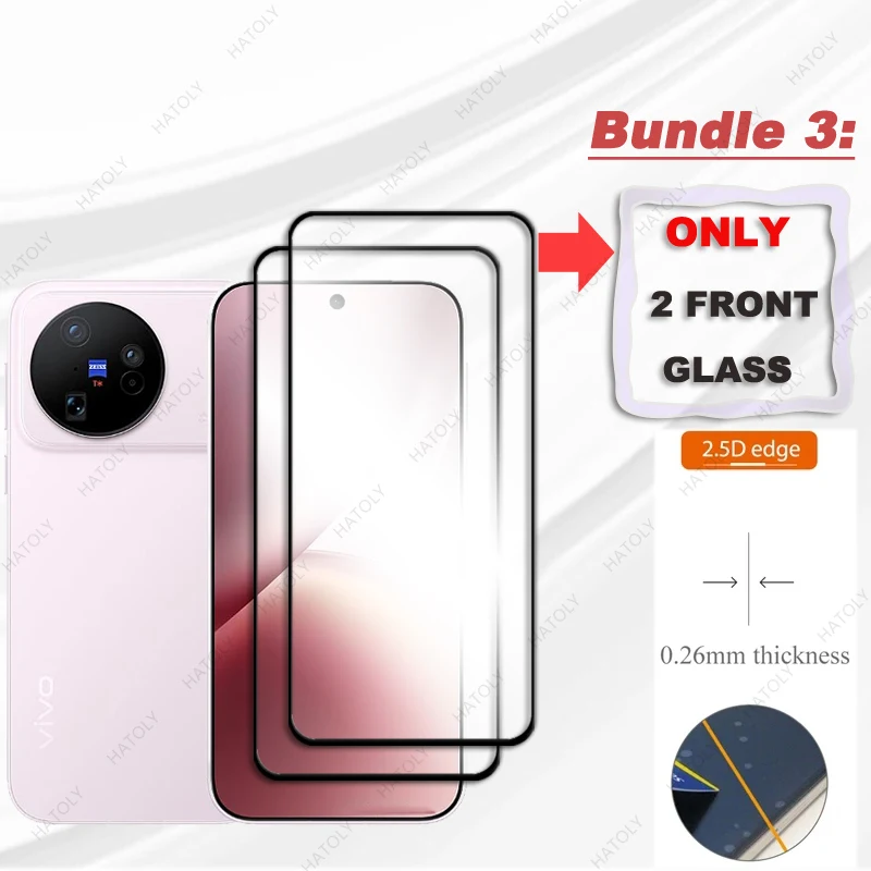 Screen Protector For vivo X500 Glass Black Edge Protective Film For vivo X500 5G Front Glass Camera Lens Protector For vivo X500
