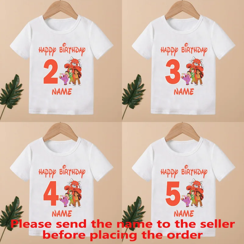 Turning Red Panda Mei Lee Kids Clothes 1 2 3 4 5 6 7 8 9 Years Birthday Customized Name Boys Girls T shirt Baby Children T-Shirt