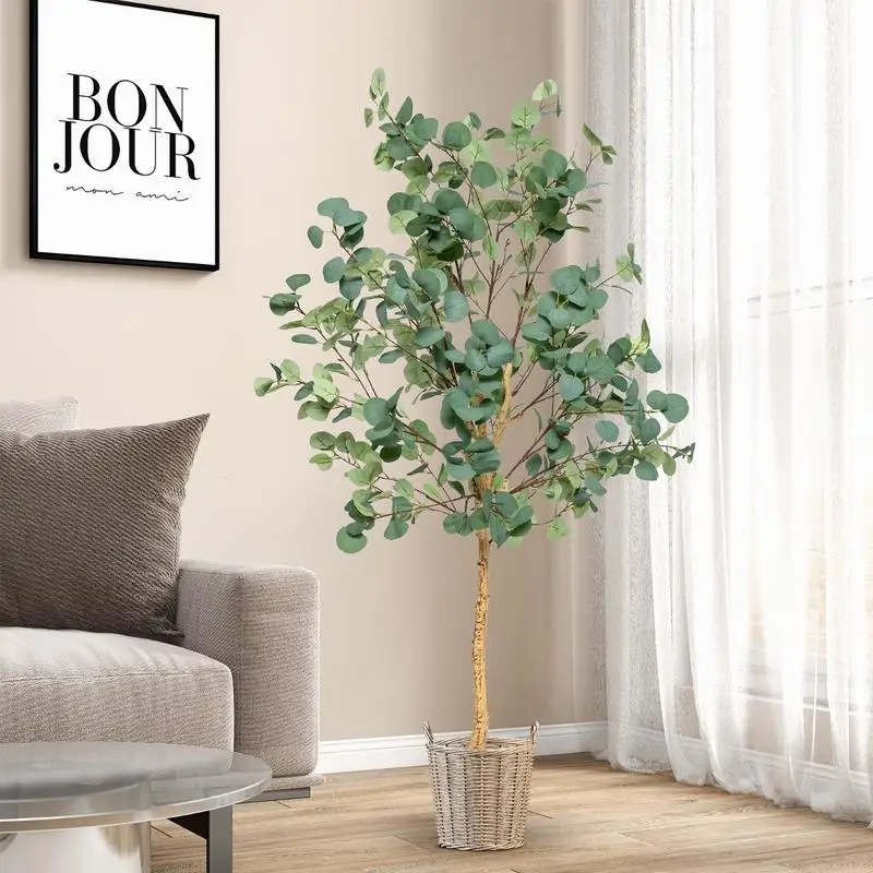

5.5 Feet Artificial Eucalyptus Tree with 517 Silver Dollar Leaves-1 Pack