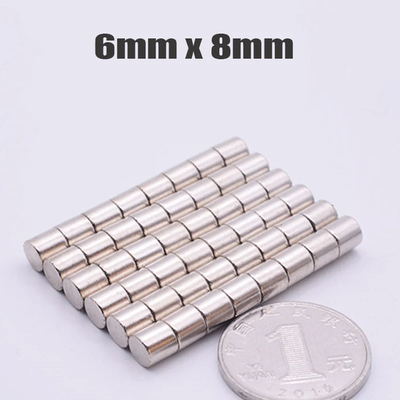 

20 Pcs 6x8 mm NdFeB Magnet N35 Super powerful neodymium magnets Small Round Magnetic Disc 4mm x 5mm Imanes Aimant 6*8 mm