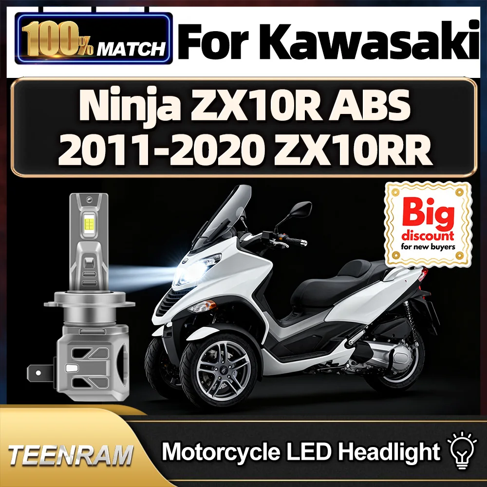 

TEENRAM мотоциклетные светодиодные лампы для фар Plug And Play Hi/Lo Moto, ампулы для фар для Kawasaki Ninja ZX10R ABS 2011-2020 ZX10RR