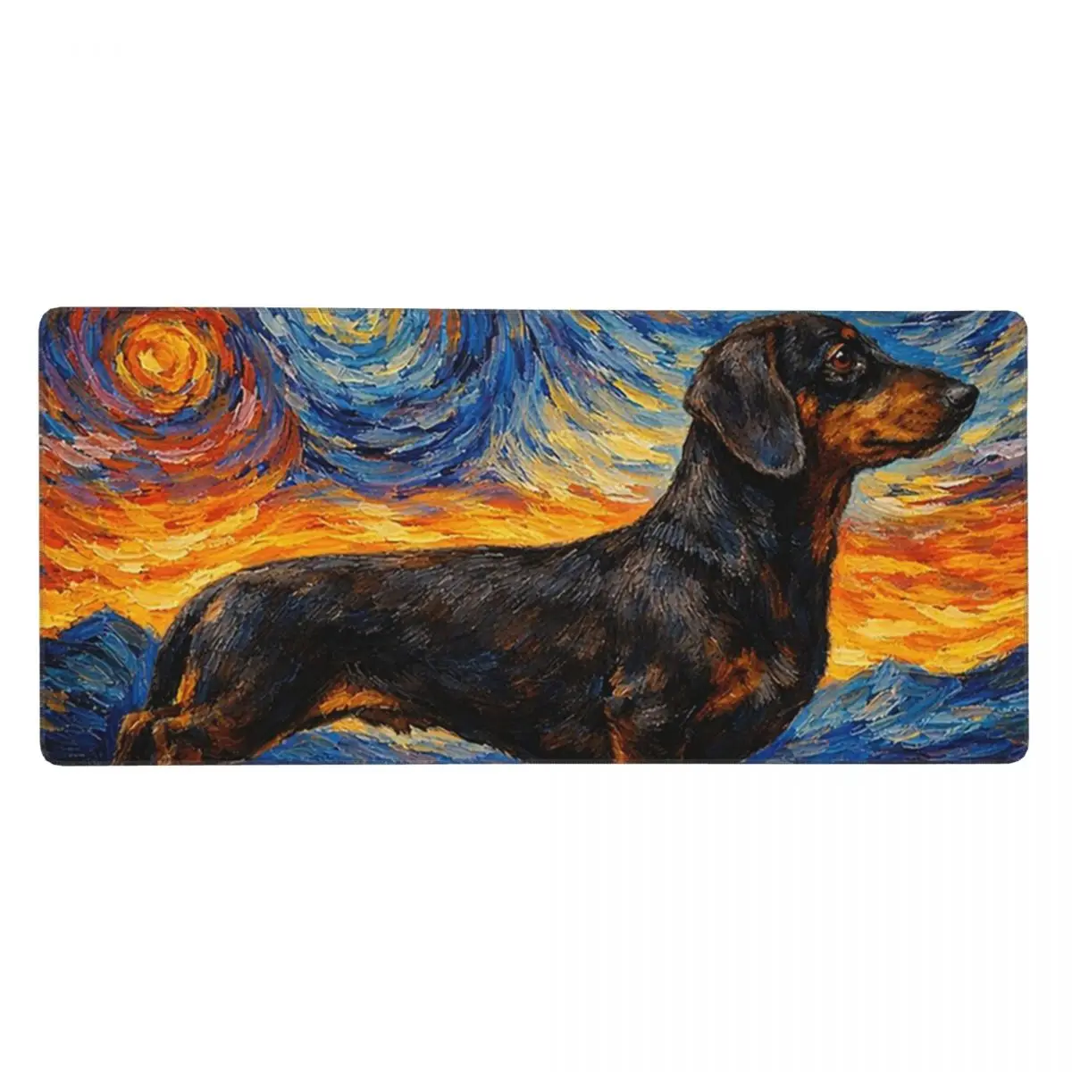 Starry Sky Dachshund Dog Portrait Large Mouse Pad Computer Keyboard Mouse Mat PC Laptop Desk Mat Office Accessories Table Mats
