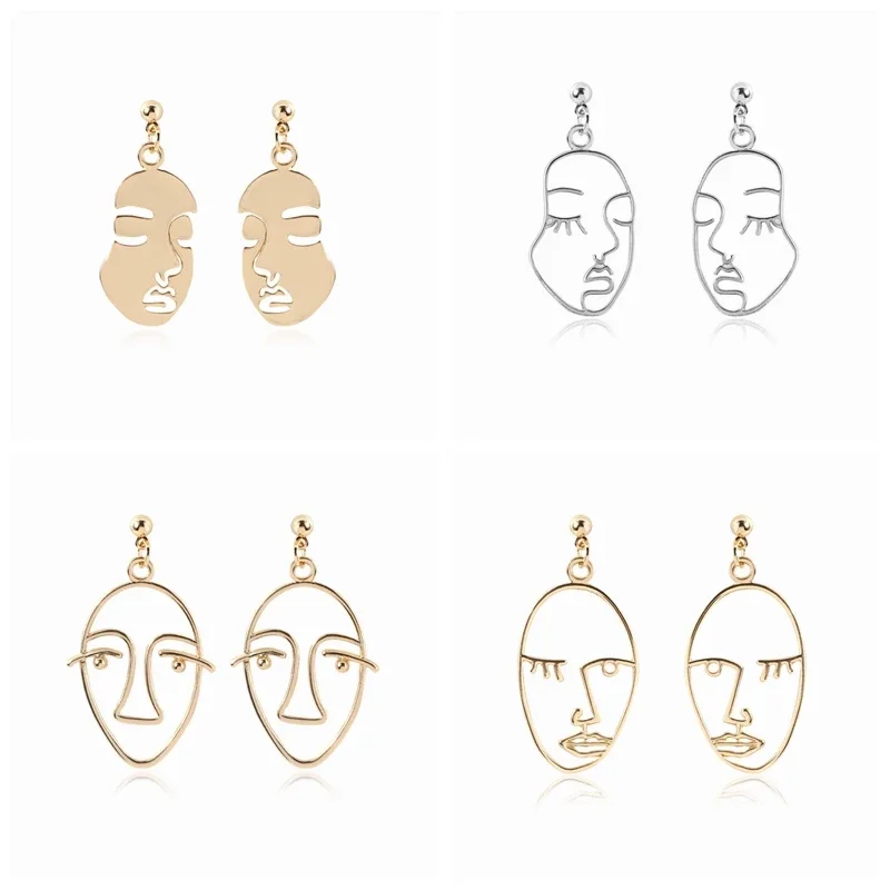 2023 Lost Lady Best Selling Retro Face Pendant Earrings For Women Charm Personality Girls Alloy Jewelry Wholesale Direct Sales