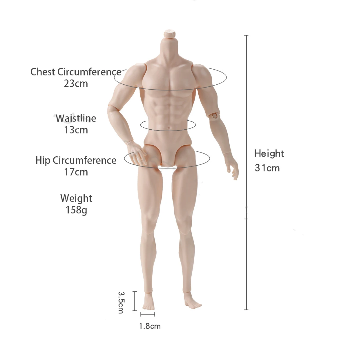 31cm Joint Movable Male Doll Body Toy for Children Diy 1/6 MJD Strong Man Doll's Accessories for Dress Up