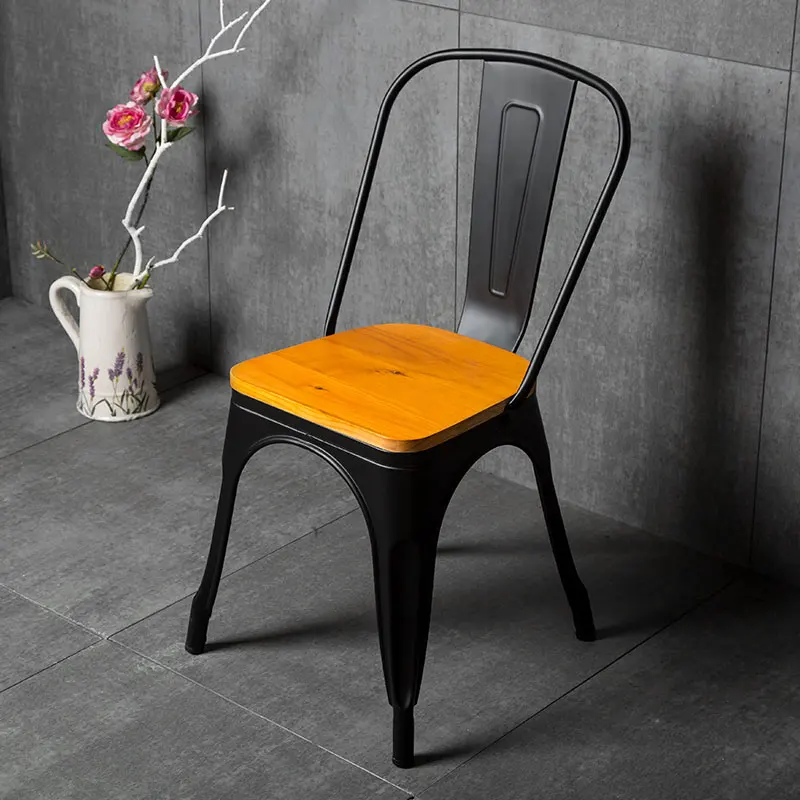 

Homely Industrial Style Dining Chair with Wooden Seat and Backrest for Bar Restaurant and Home Dining Chairs Дизайнерская Мебель