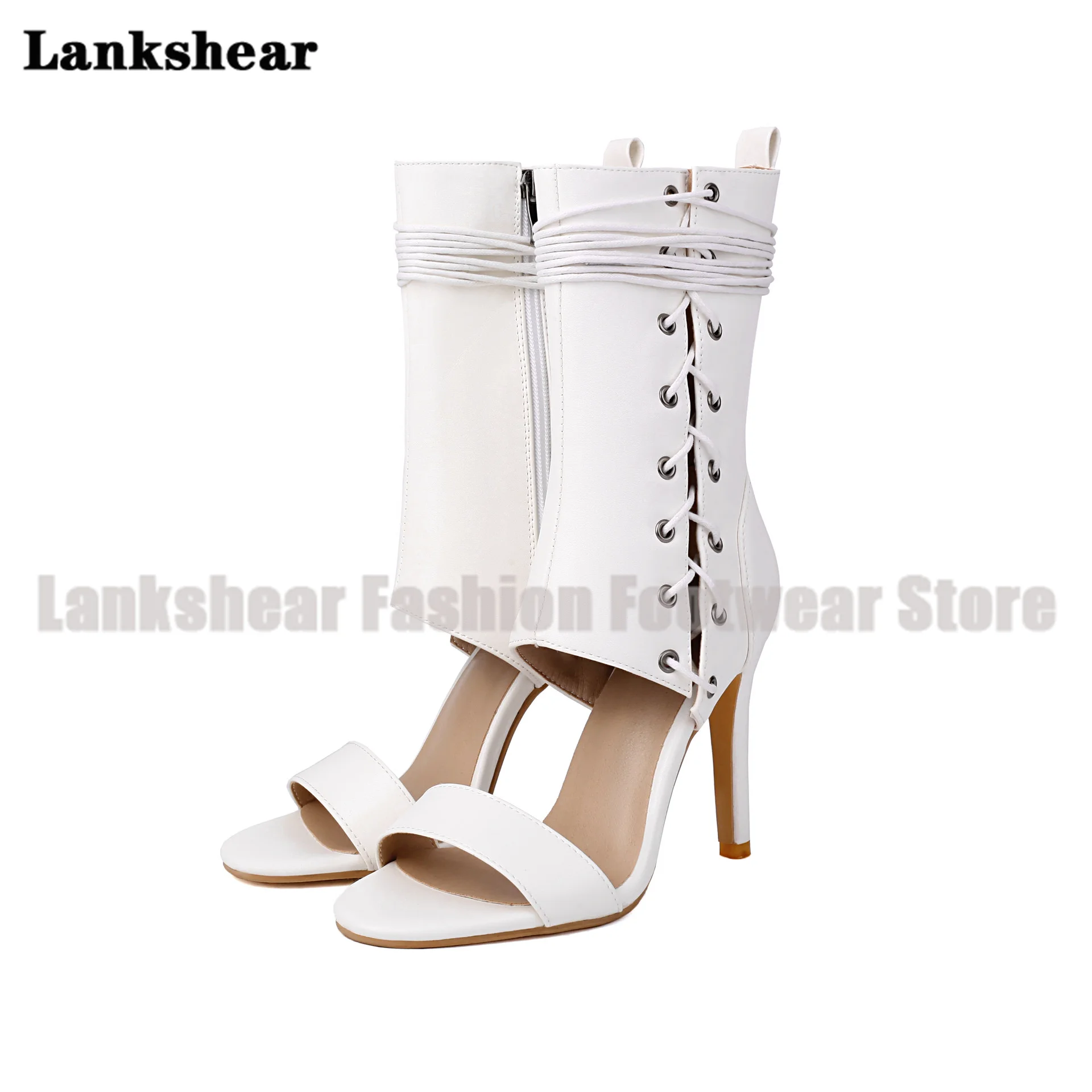 

Hollow Gladiator Sandals Women Lace Up Round Toe Stiletto High Heels Shoes Lady Sandals Summer Sandalias De Mujer Verano