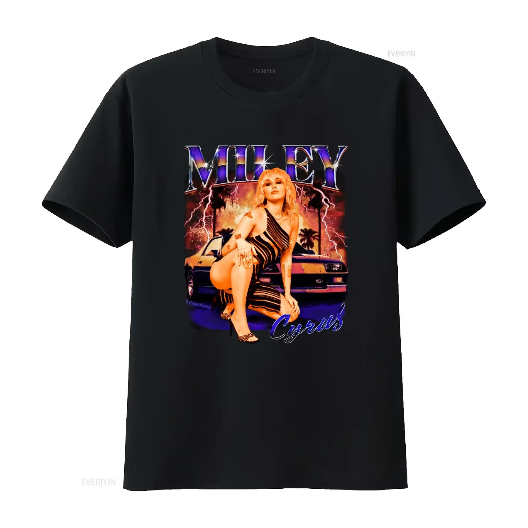 Miley Cyrus Retro T Shirt Plastic Hearts Angels Rock Style Fashion Print vintage Washed Versatile homme Soft Stylish Breathable