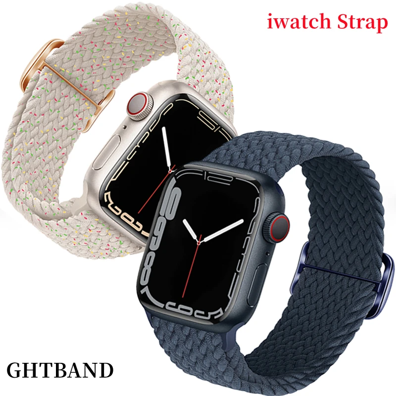 

strap For apple watch band 45 mm 41mm 44mm 40mm 42mm 38mm Nylon Adjustable Elastic Strap For iWatch series 7 SE 6 5 4 3 2 1band