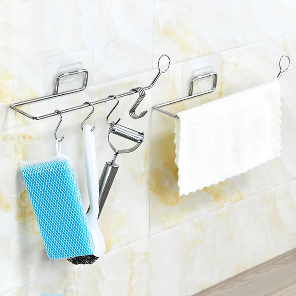 Wall Mount Stainless Steel Paper Towel Rack Silver Total length 28.5cm Paper Towel Dispenser Wall Mount Towel Holder Kitchen