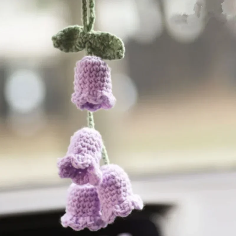 Cute Potted Plants Crochet,Hanging Plant Crochet for Car Decor,Car Ornament Rear View Mirror Hanging Accessories