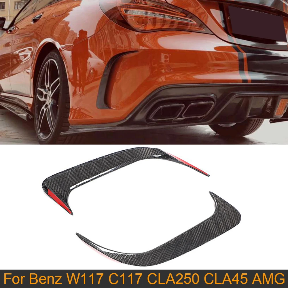 Car Rear Bumper Splitters Canards For Mercedes-Benz W117 C117 CLA250 260 CLA45 AMG 2014-2019 Rear Air Vent Trim Carbon Fiber