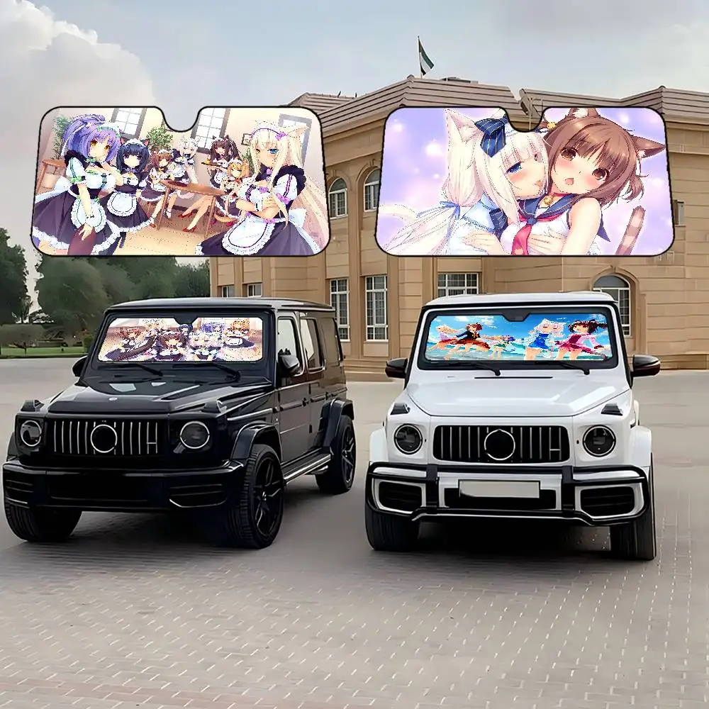 

Nekopara аниме складной солнцезащитный козырек на лобовое стекло 70x130 см аниме мультфильм фольга автомобильный солнцезащитный козырек защита от солнца