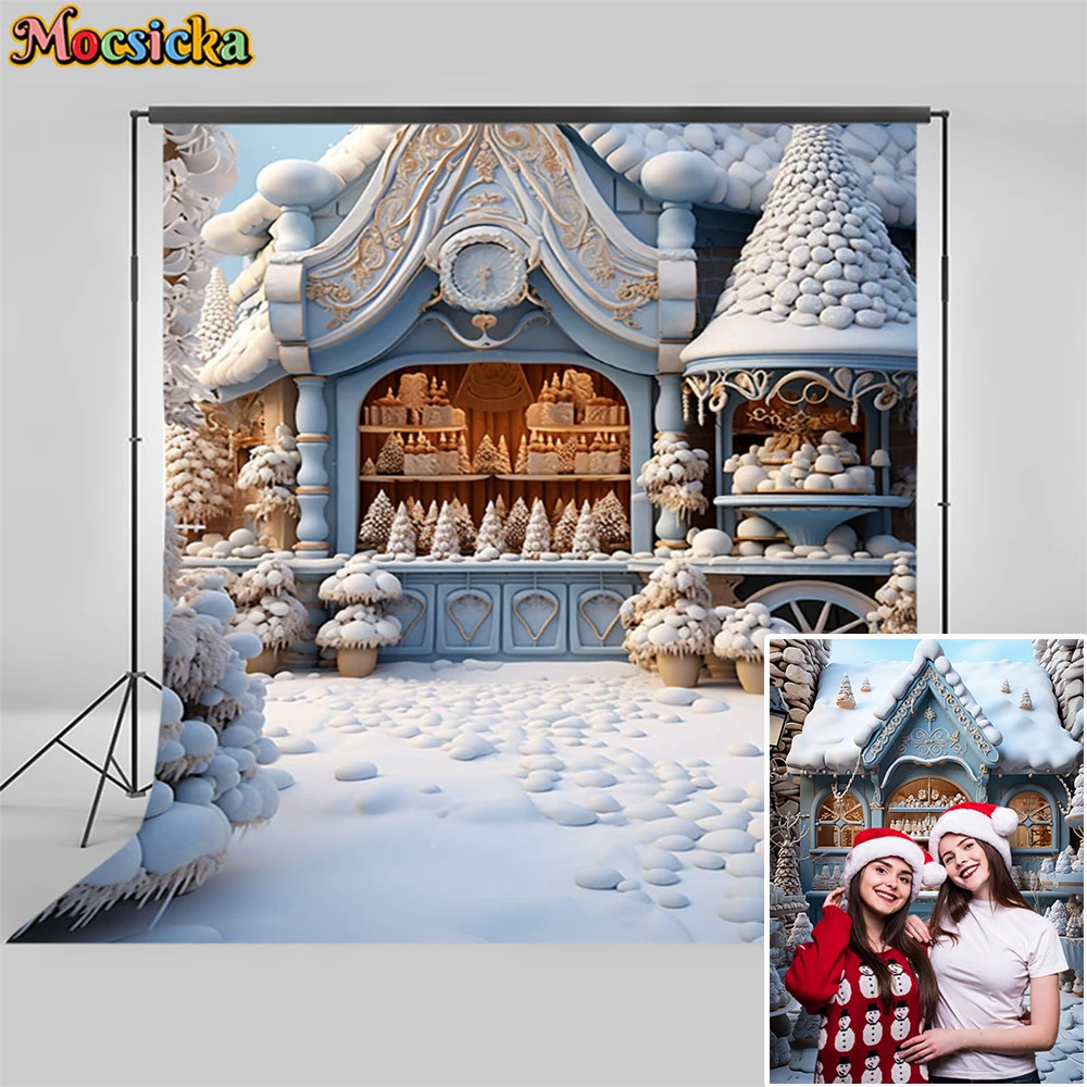 Moclicka mainan latar belakang foto Natal, toko dinding pohon Natal Taman fotografi latar belakang Studio foto