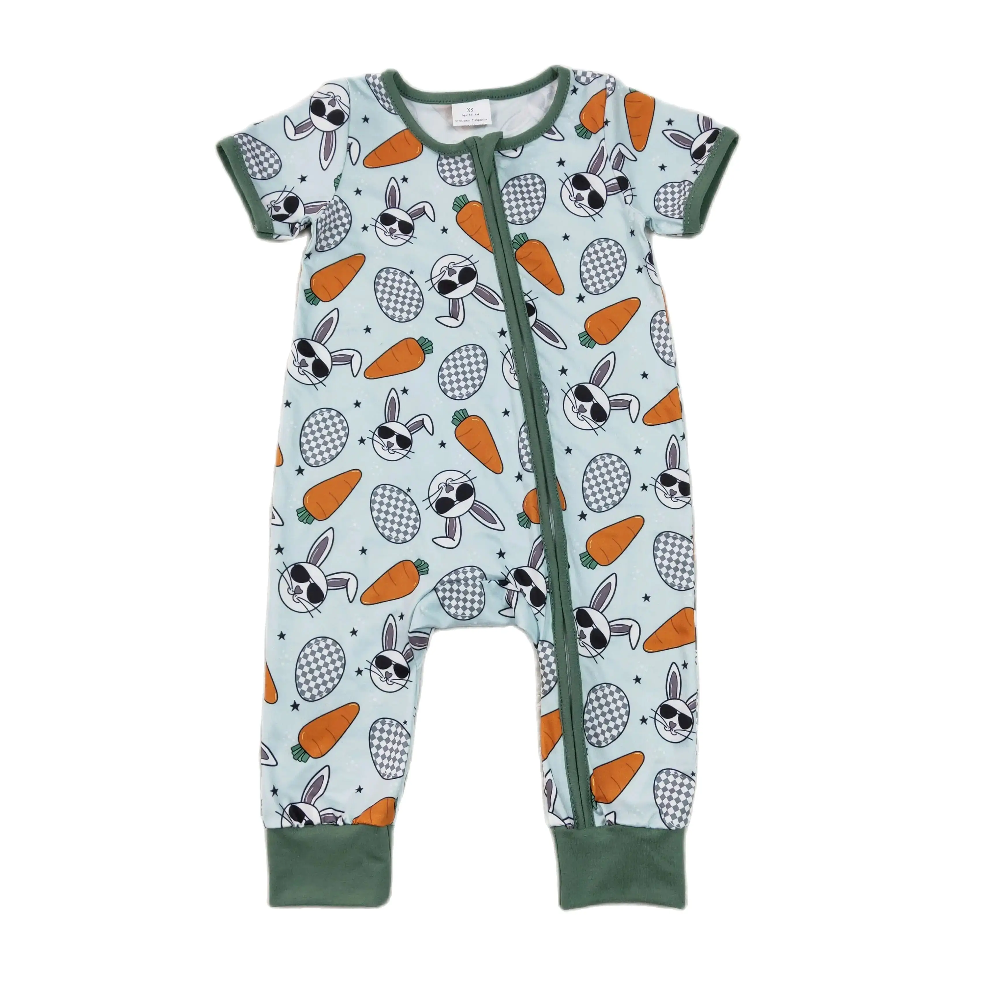 

Wholesale Newborn Easter Romper Baby Boy Girls Children Rabbits Carrots Short Sleeves Eggs Kids Toddler Zipper One-piece Clothes