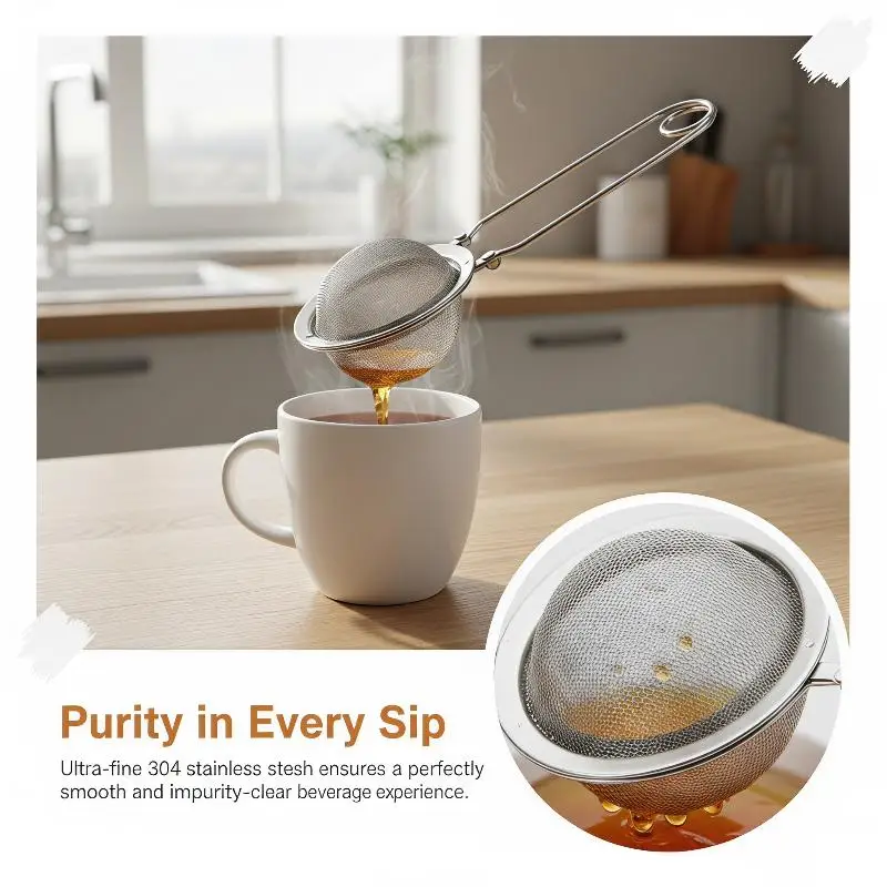 Food Grade Stainless Steel Fine Mesh Tea Infuser Ball Reusable Filter Strainer Spoon for Loose Tea Camping Hiking