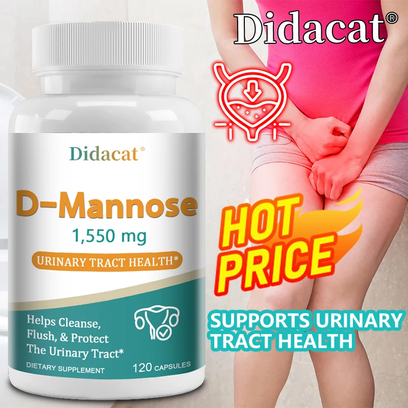 D-Mannose- D-Mannose Supplement for Healthy Urinary Tract, Urinary Tract Support, Unflavored, Gluten-Free, 1500 Mg, 120 Capsules