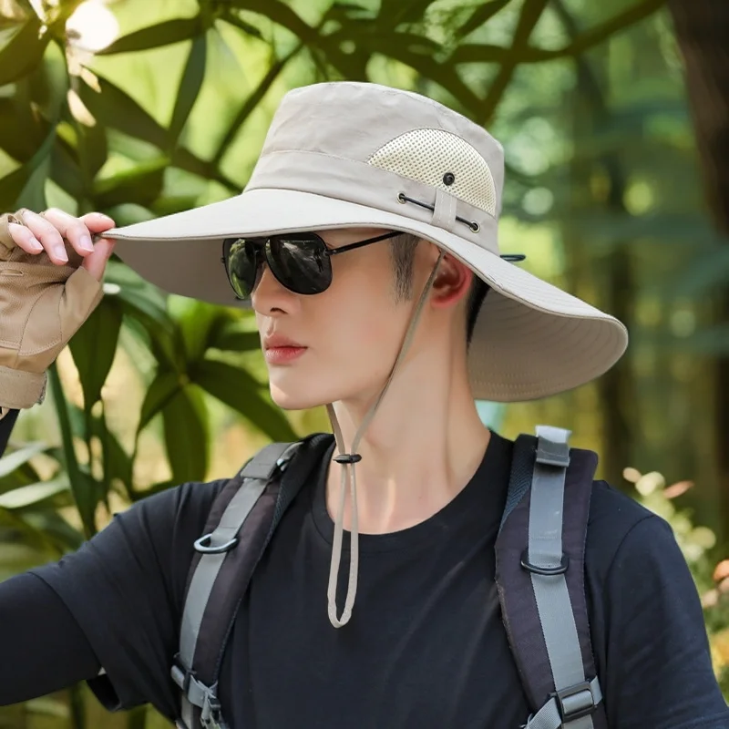 تسلق الجبال قبعة الشمس الرجال الصيف قبعة صيد الشمس حماية قبعة ظلة قبعة بحافة كبيرة حافة الأشعة فوق البنفسجية حماية قبعة رجالي 2