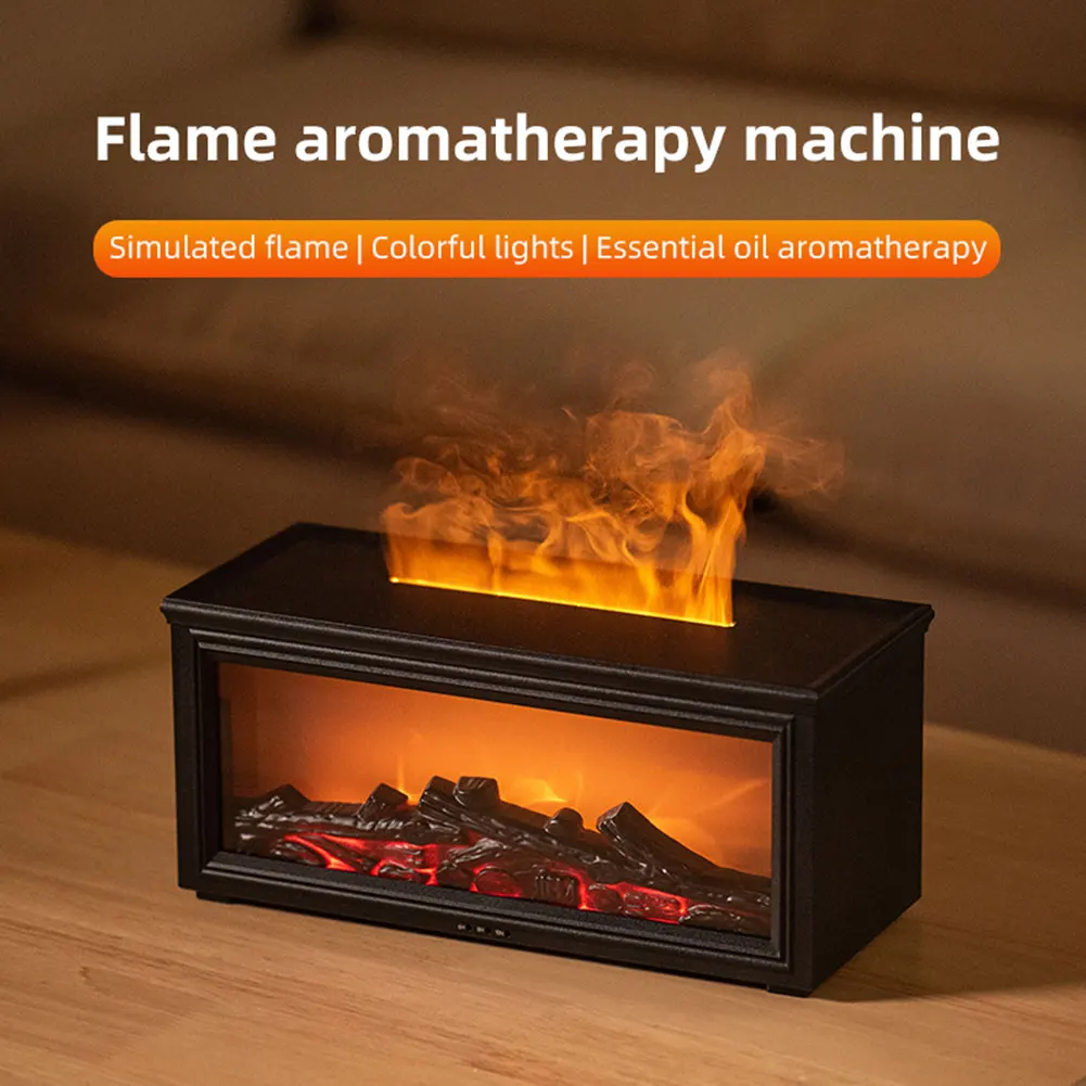 For Fireplace Air Humidifier with LED Light Remote Control Aroma Diffuser Simulated Fireplace Diffuser for Home Bedroom Office