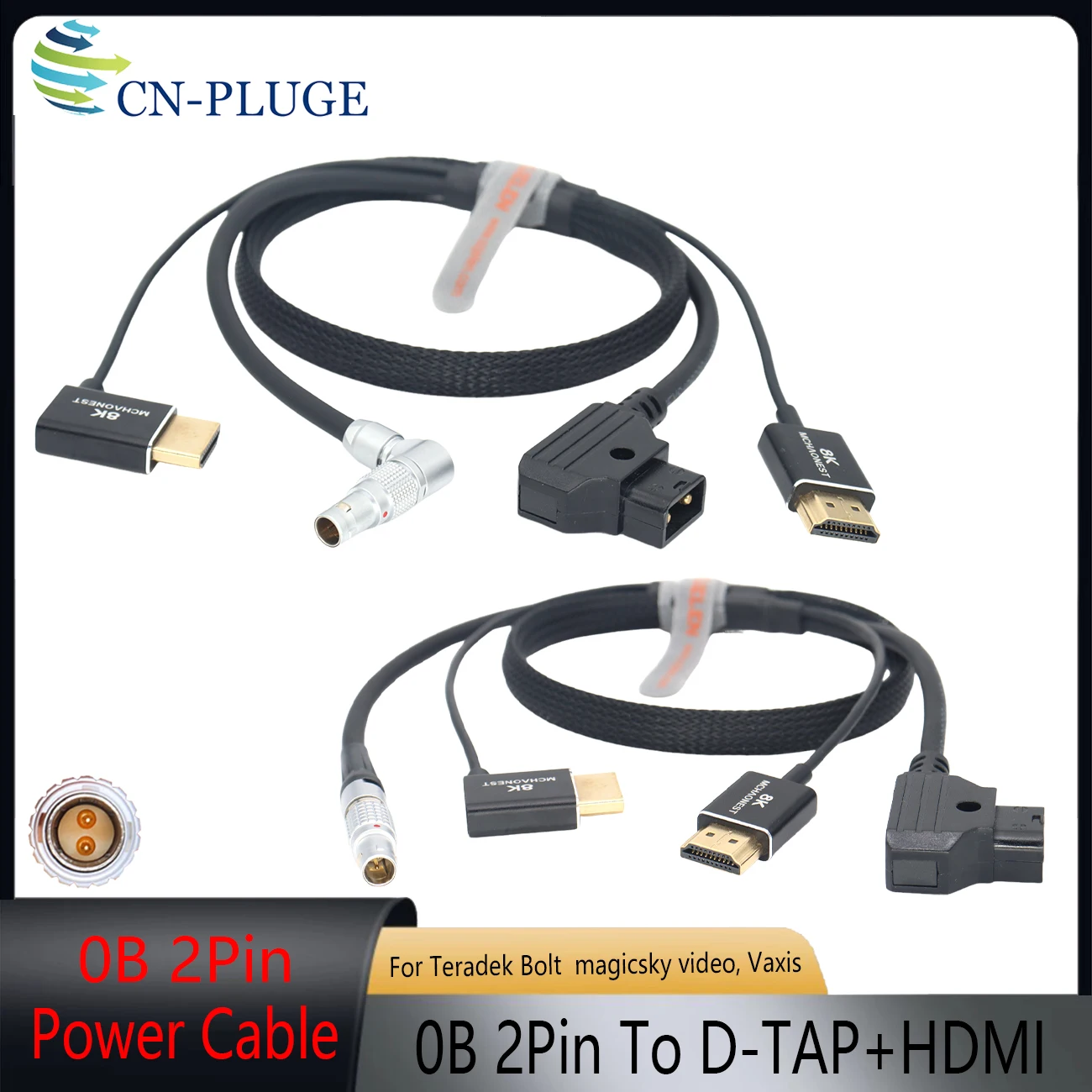 D-tapTo 0B 2Pin  Power Cable and HDMI Cable  2-in-1 Cable For Teradek Bolt power cable, magicsky video link, Vaxis