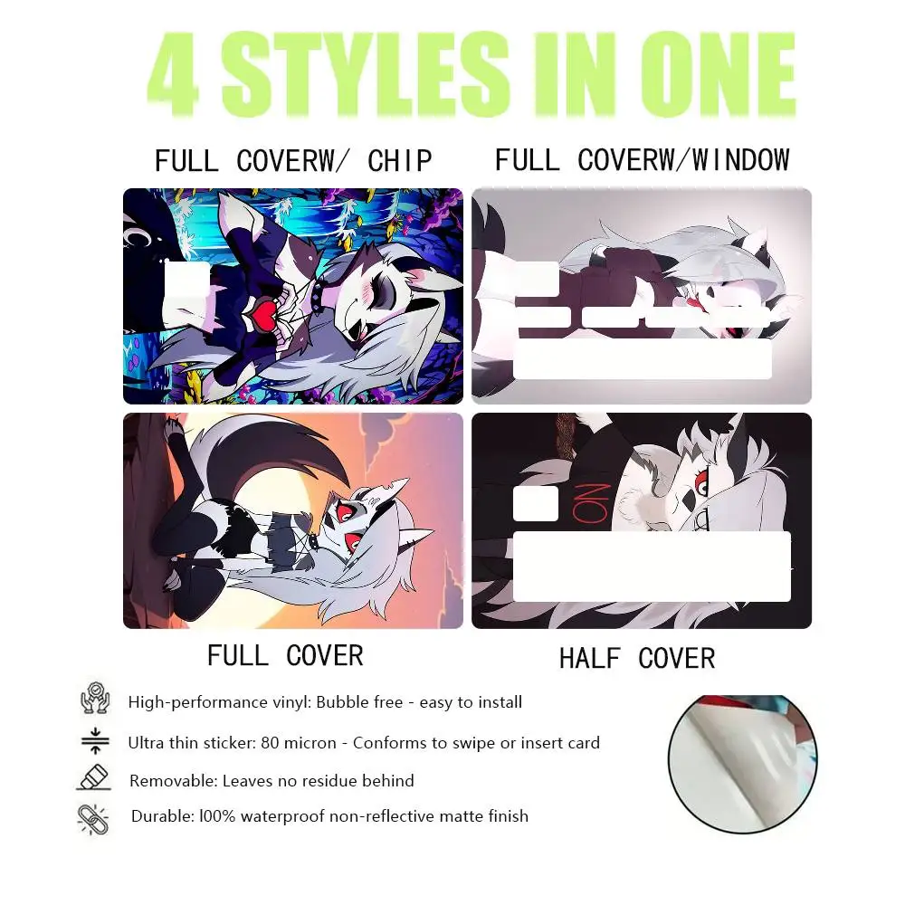 Sassy L-Loona Wolf 4pcs 1Set HD Waterproof Card Skins Protective Stickers for Credit Bank Game