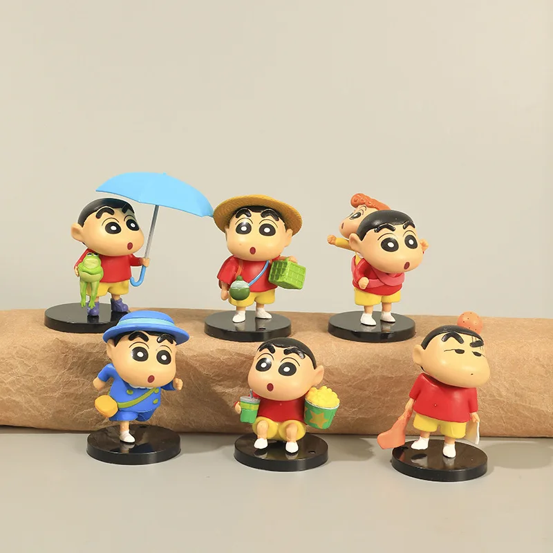 6pcs/set Anime Crayon Shin-chan life scene Q Version Action Figure PVC Model Statue Toys Desk Decor Collection Gifts boxed