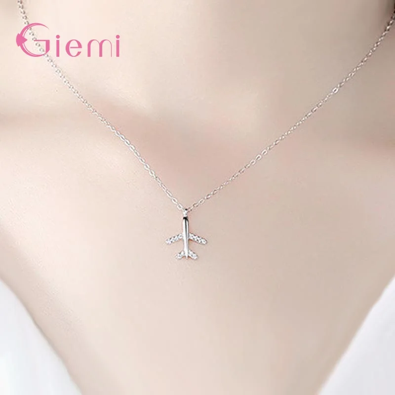 Cute Simple 925 Sterling Silver Jewelry Bracelet Female Crystal Aircraft Airplane Bracelet Temperament Hand Jewelry Gift Women