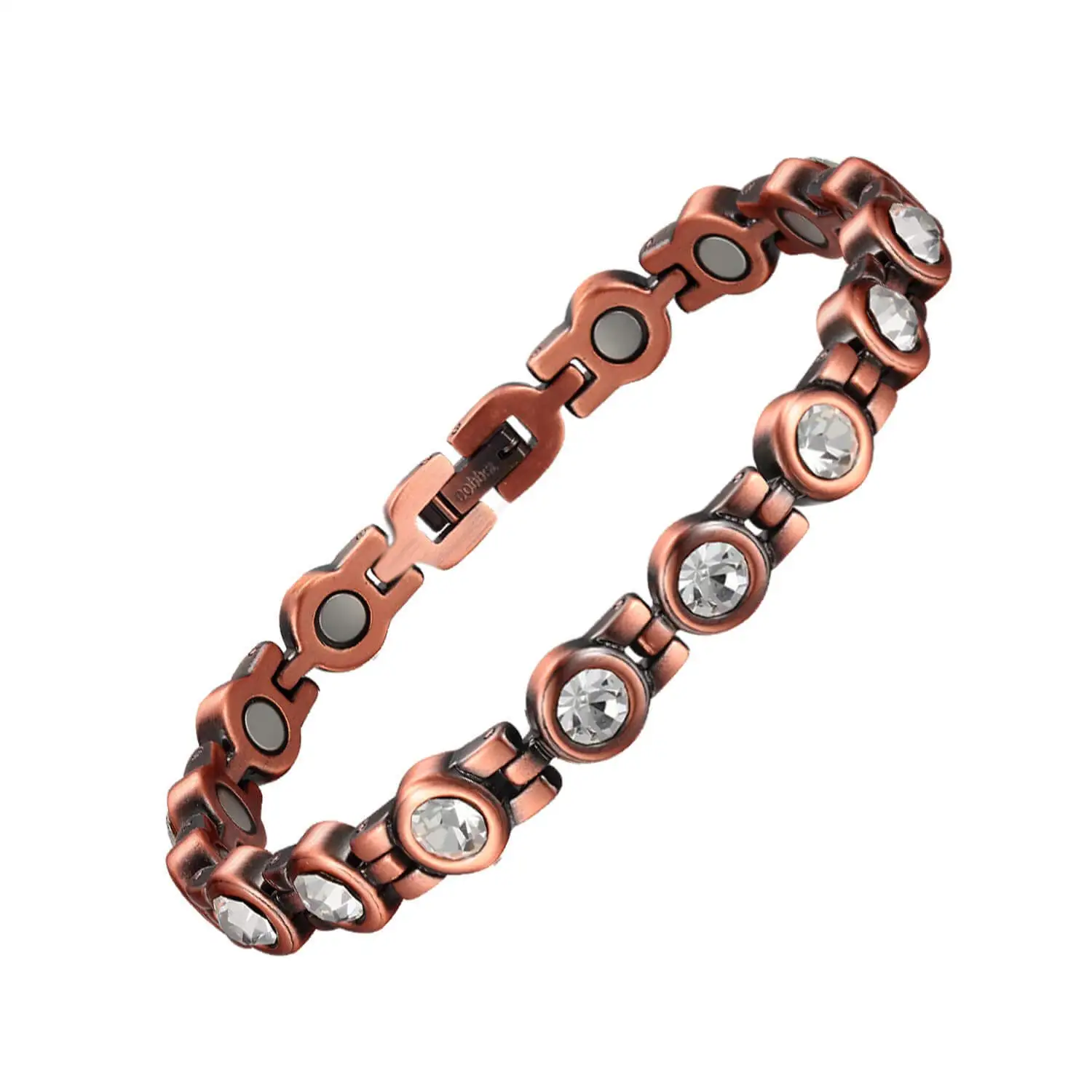 Oktrendy Fashion Copper Magnetic Bangle Bracelet Gift New Trendy Women Round White Crystal Rhinestone Fine Jewelry Female