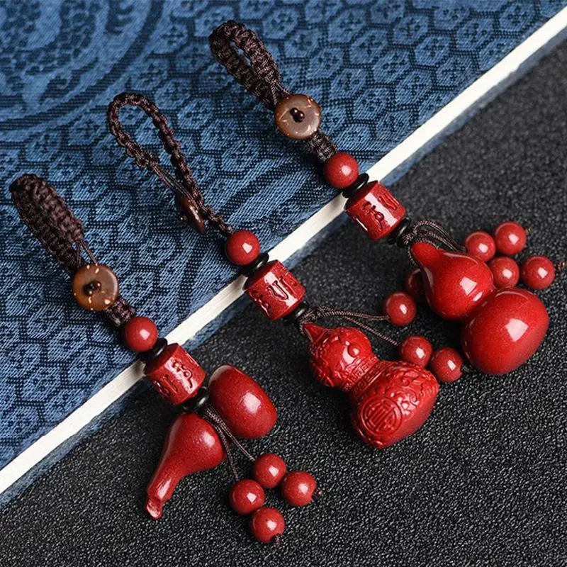 Cinnabar Lotus Pixiu Key Chain Red Keychain Purple Gold Sand Gift Jewelry Accessories Small Pendant