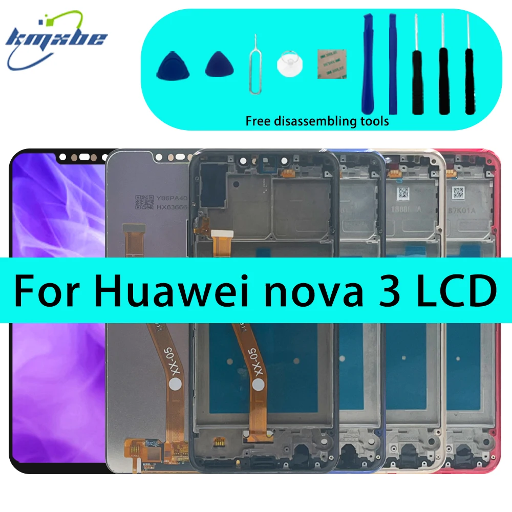 

ЖК-дисплей 6,3 дюйма для Huawei Nova 3, дисплей с сенсорным экраном и дигитайзером в сборе с рамкой для PAR-LX1 LX9 TL20 AL00 TL00, дисплей