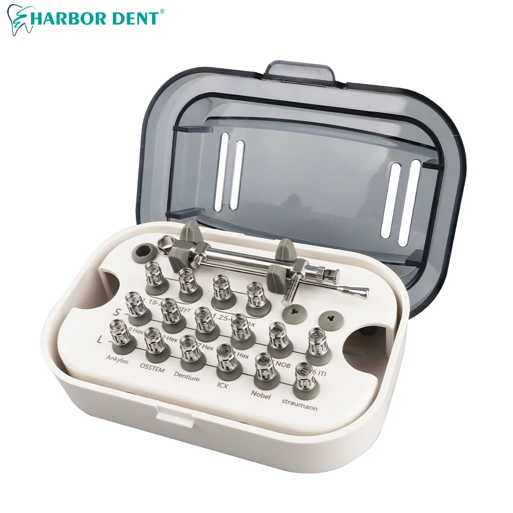 Dental Implant Screw Driver Torque Wrench Ratchet 10-70NCM with 16Pcs Screw Driver Universal Restoration Tools Kit