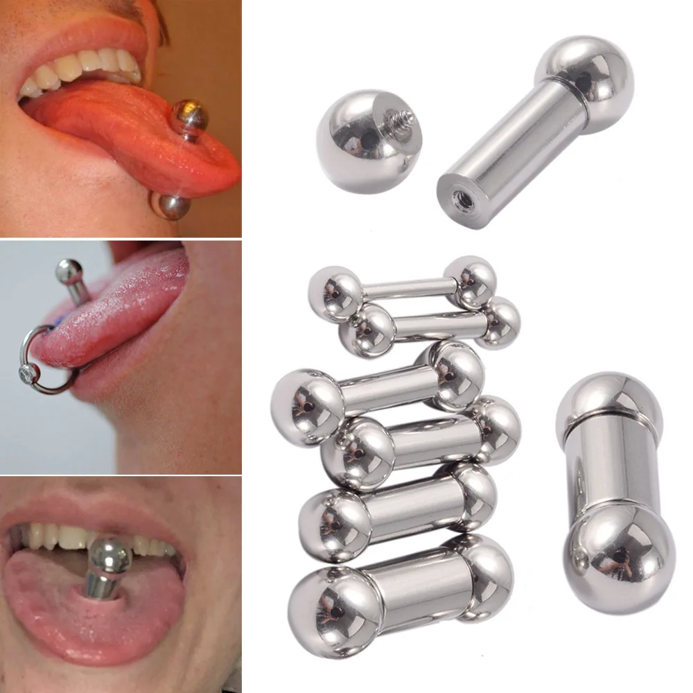 Leosoxs 1 Pcs Stainless Steel Straight Rod Enlarged Dimension Inner Teeth Tongue Nail Pa Ring Yin Ring Body Piercing Earrings