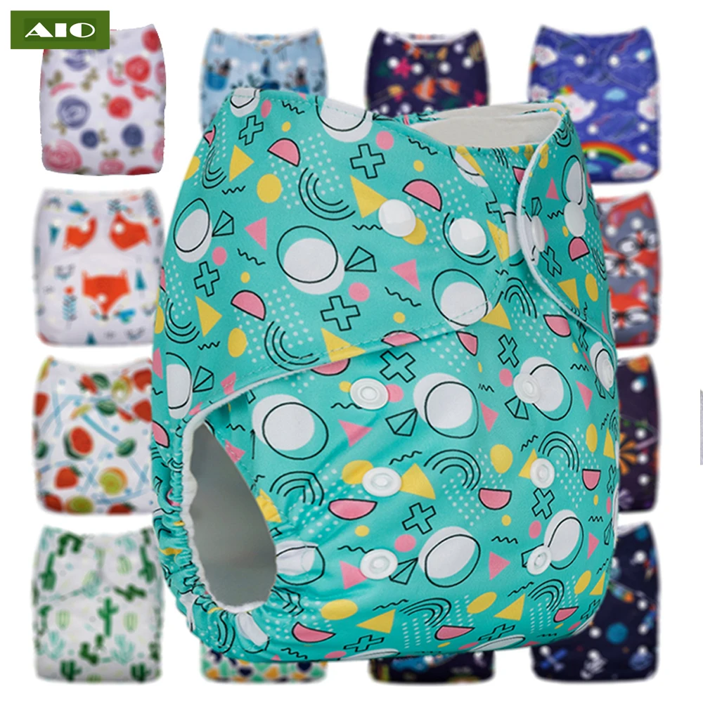 AIO Infant Waterproof Eco-friendly Nappy Adjustable Pocket Diaper Reusable Ecological Baby Cloth Diaper Fit (No Insert)