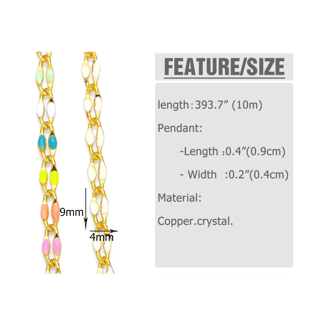 OCESRIO 10M Colorful Chain for Bracelet Making Wholesale Gold Plated Copper 2022 Handmade Jewelry Creation cana034