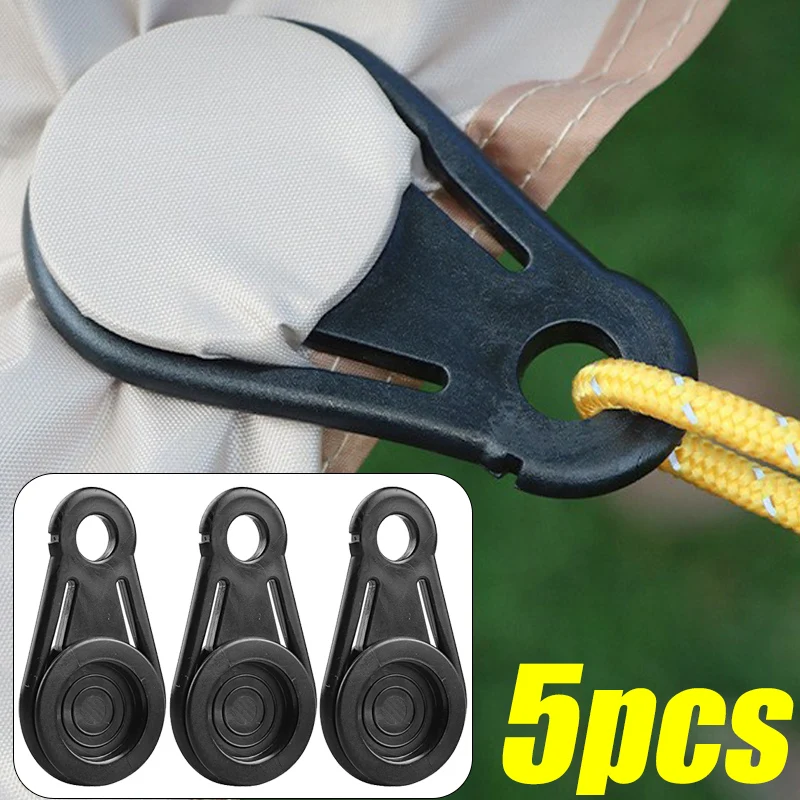 5PCS Outdoor Camping Mountaineering Tent Fixed Clip Car Sunshade Rope Clip Plastic Disc Buckles Camping Awning Tool Accessories