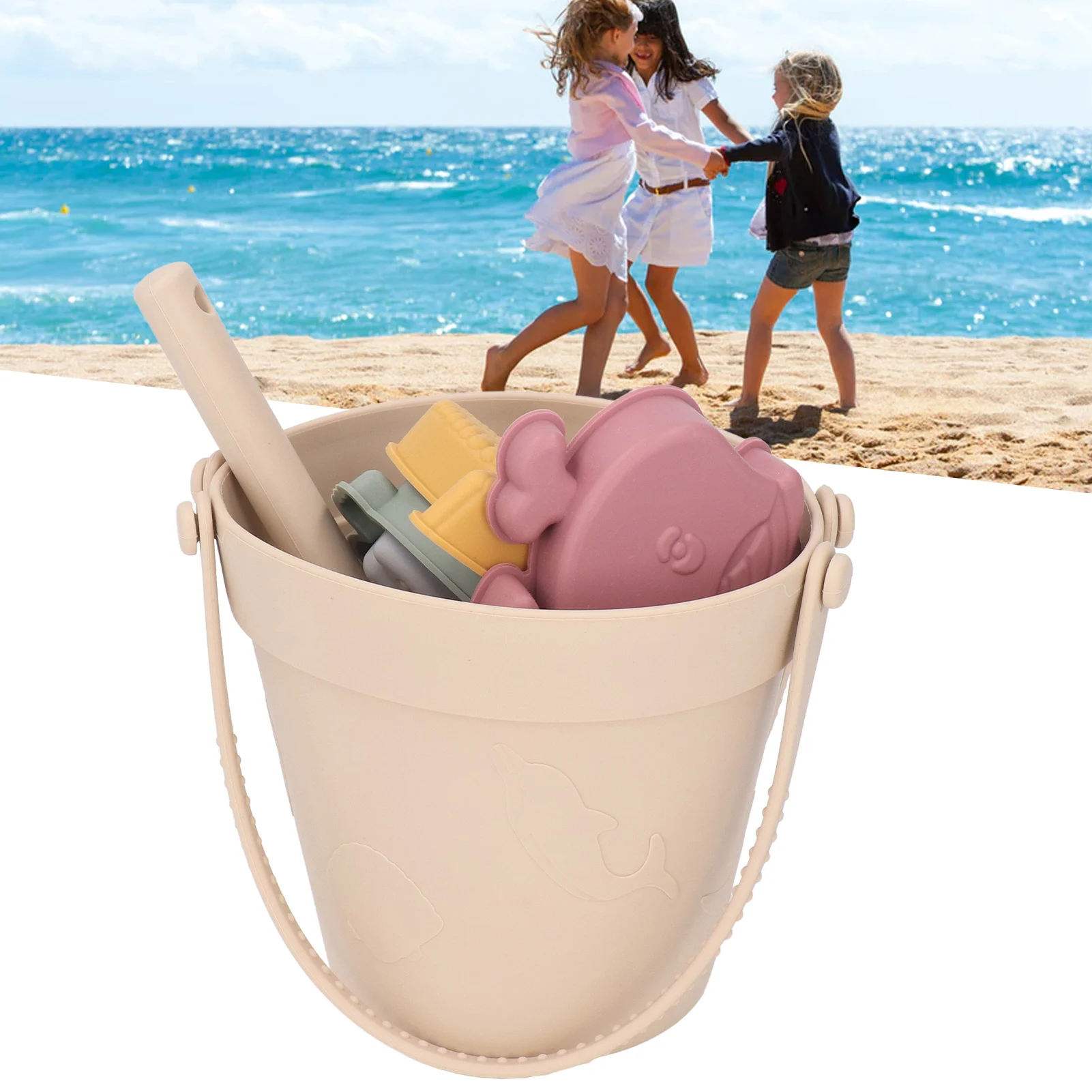 ZK40 Silicone Beach Bucket Toy Set Interactive Lightweight Portable Kids Beach Toys Set for Summer