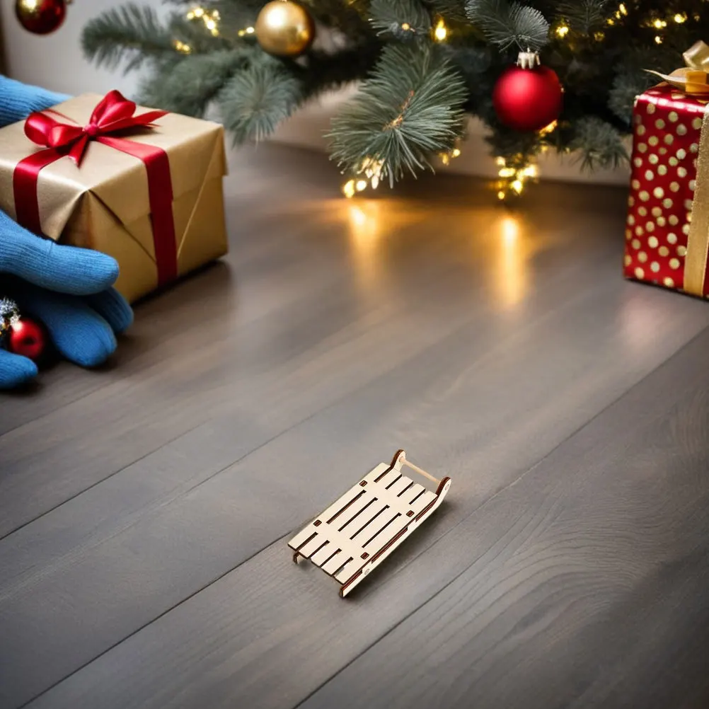 

18Pcs Micro Wooden Sleigh Ornaments Natural Finish Mini Sleds for Christmas DIY Decorations Holiday Tabletop Display