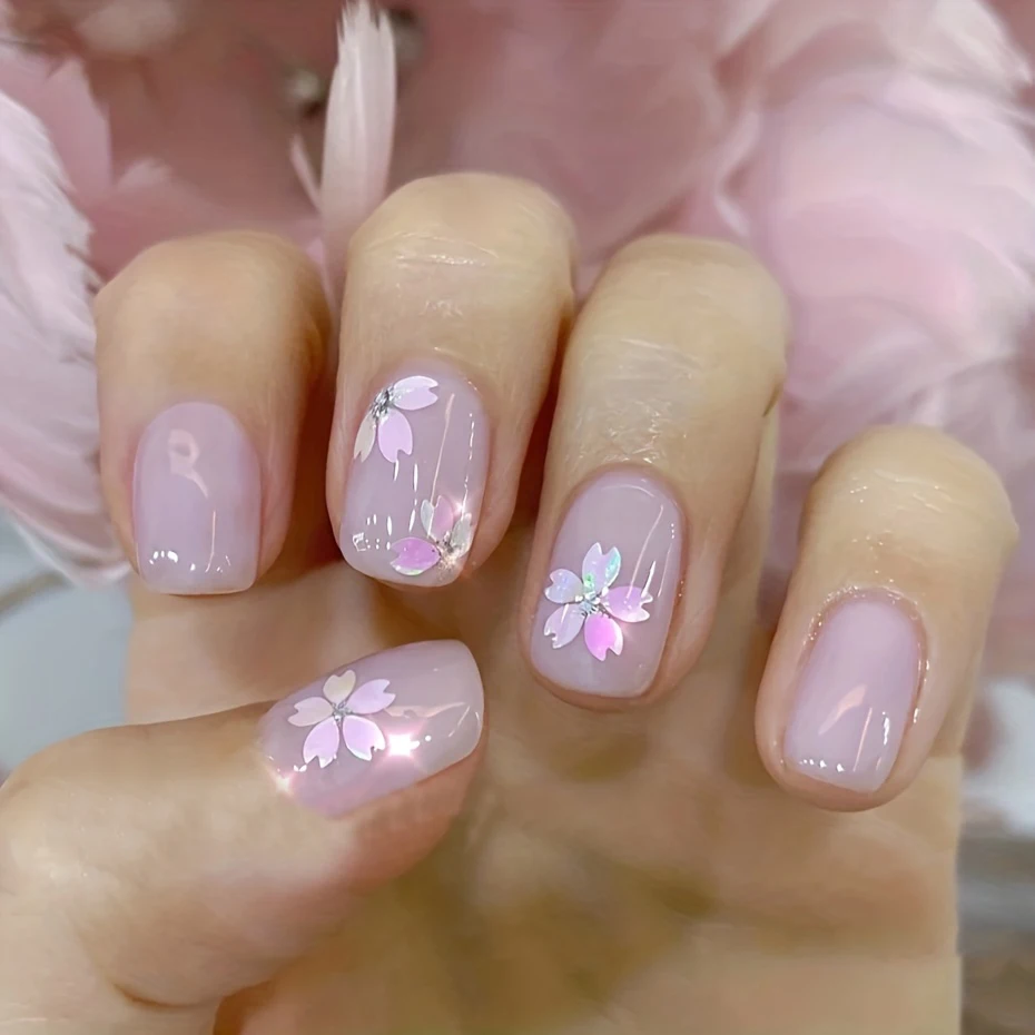 3D Laser Sakura Blume Nagel Aufkleber holographische Folien Abziehbilder Schlange selbstklebende Schieber Kirschblüte Maniküre Nail Art Dekorationen