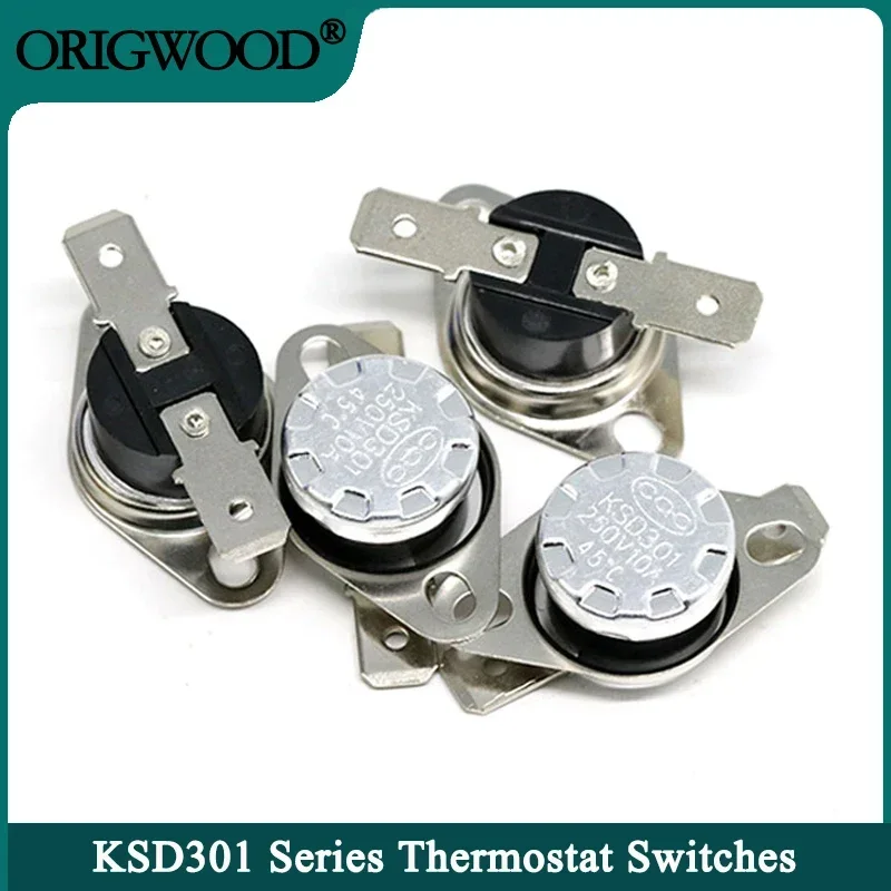 

2~50pcs KSD301 Switch Normally Open/Close 10A 250V 40-135 Degree Bakelite KSD-301 Temperature Switches Thermostat Sensor