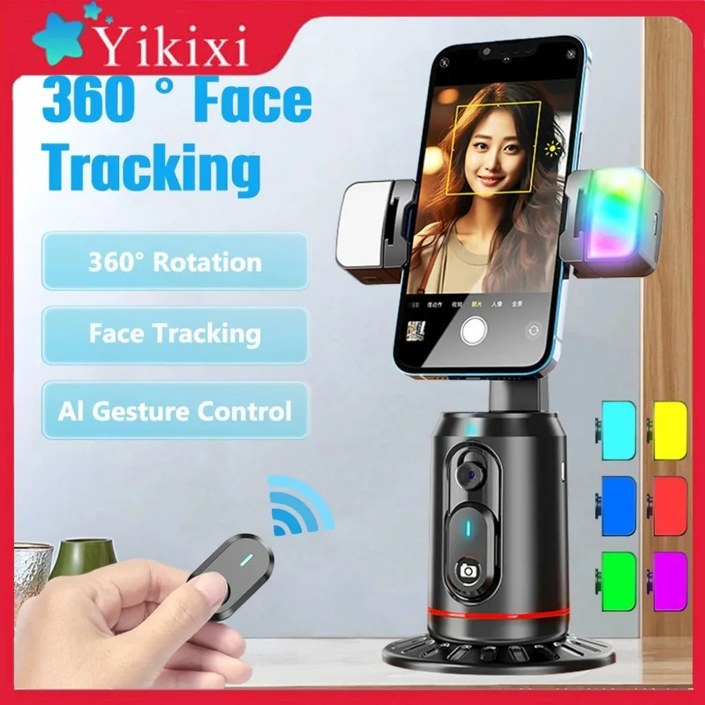 

Smart 360° Auto Face Tracking Phone Holder Tripod, AI Portable All-in-one Smart Selfie Stick for Phone Video Vlog Live Streaming