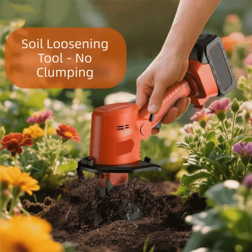 Battery Powered Electric Tiller Portable Design Handheld Style Cordless Cultivator Electric Rotary Weeding And Ditching