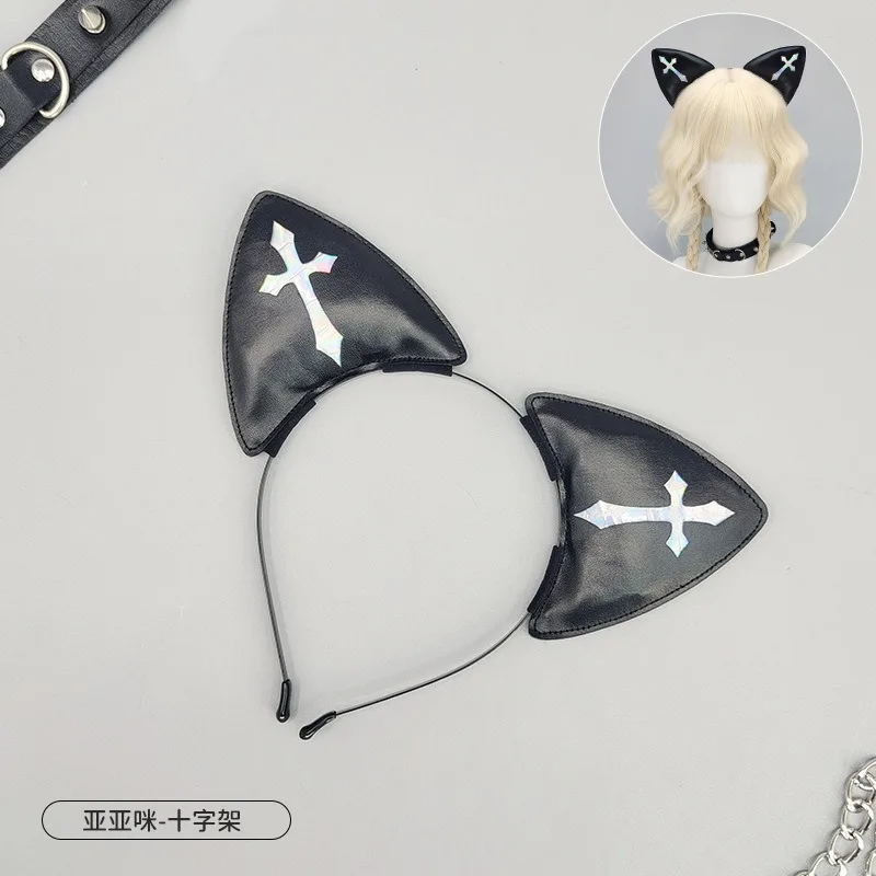 Lolita สัตว์แมวฟ็อกซ์หูผม Hoops คอสเพลย์ Gothic CROSS Dark สไตล์ Hairband สาวฮาโลวีนอะนิเมะ Headbands Headwear