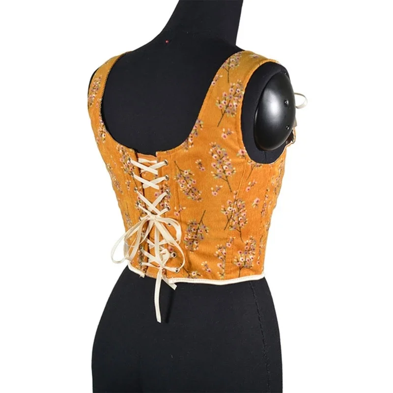 Corsé femenino con cordones Bustier Cinchers recortador FrenchCourt corsé flores disfraz juego rol ropa interior